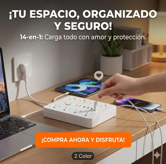 Multitoma 14 en 1  ⚡Protege tu tecnología y elimina el caos